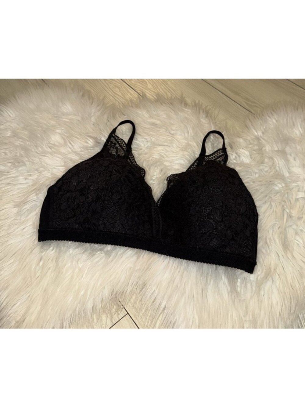Knix Lace Deep V Bralette Bra Wire Free Womens XL XLarge Black